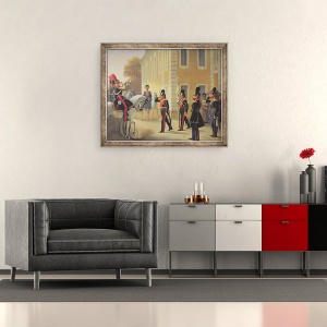 Tablou inramat - Adolph Gebens - Parada Standardului Garzilor Marelui Palat, 50 x 60 cm - Img 2