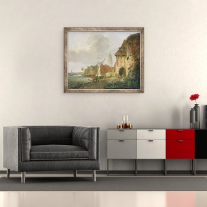 Tablou inramat - Adolph Kiste - Poarta Martie in Buxtehude, 50 x 60 cm - Img 2