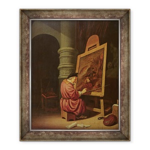 Tablou inramat - Adriaen van Gaesbeeck - Interiorul unui Studio sau, Un pictor in studioul sau, 50 x 60 cm