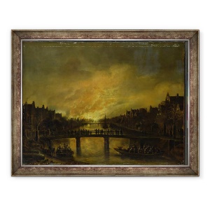 Tablou inramat - Aert van der Neer - Blaze in Amsterdam, 60 x 80 cm