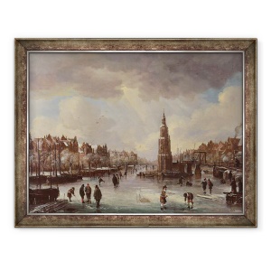Tablou inramat - Aert van der Neer - Oras pe un rau inghetat, 60 x 80 cm