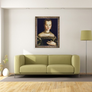 Tablou inramat - Agnolo di Cosimo Bronzino - Portretul Mariei de Medici, 70 x 90 cm - Img 2