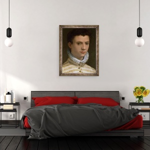 Tablou inramat - Agnolo di Cosimo Bronzino - Portretul unui Tanar, 70 x 90 cm - Img 2