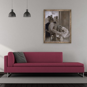 Tablou inramat - Albert Gustaf Aristides Edelfelt - Isus Spaland picioarele discipolilor Sai, 50 x 60 cm - Img 2