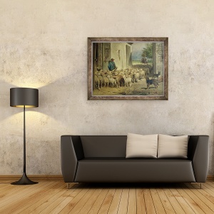 Tablou inramat - Albert Heinrich Brendel - intoarce-te la stana, 70 x 90 cm - Img 2