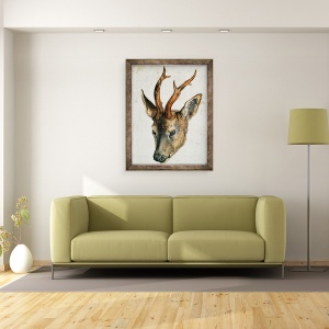 Tablou inramat - Albrecht Durer - Capul unui cerb de caprioara, 70 x 90 cm - Img 2