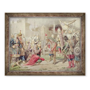 Tablou inramat - Aleksei Danilovich Kivshenko - tarul Ivan IV Vasilievici cel Groaznic 1530-84 cucerirea Kazanului, 60 x 80 cm