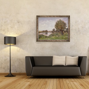 Tablou inramat - Alexandre Defaux - Scena raului rural, 70 x 90 cm - Img 2