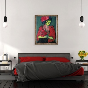 Tablou inramat - Alexej von Jawlensky - Tanara cu bujori, 60 x 80 cm - Img 3