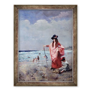 Tablou inramat - Alfred Emile Stevens - Pe plaja, 70 x 90 cm