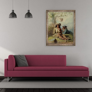 Tablou inramat - Alfred Jacob Miller - Trappers, 50 x 60 cm - Img 2