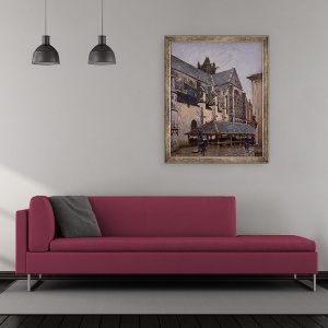 Tablou inramat - Alfred Sisley - Biserica de la Moret in ploaie, 50 x 60 cm - Img 2