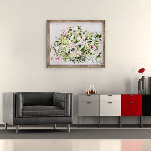 Tablou inramat - Alison Cooper - Natura statica cu crini, 50 x 60 cm - Img 2