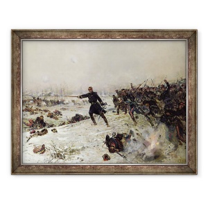 Tablou inramat - Alphonse Marie de Neuville - Episodul razboiului din 1870, Batalia de la Chenebier, 16 ianuarie 1871, 70 x 90 cm