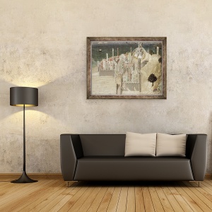 Tablou inramat - Ambrogio Lorenzetti - Vedere spre un oras de coasta, 70 x 90 cm - Img 2