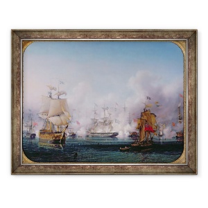Tablou inramat - Ambroise-Louis Garneray - Episodul Bataliei de la Navarino, 20 octombrie 1827, 70 x 90 cm