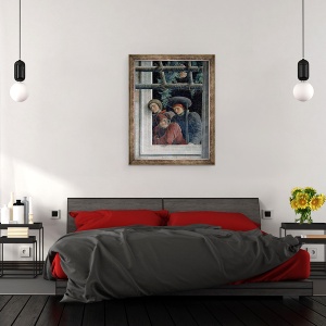 Tablou inramat - Andrea Mantegna - Martiriul Sfantului Christopher, detaliu al spectatorilor, 70 x 90 cm - Img 3