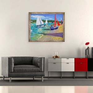 Tablou inramat - Andrew Macara - Barci cu vele, Salcombe, 50 x 60 cm - Img 2