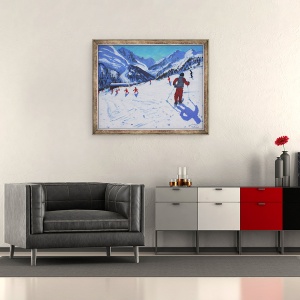 Tablou inramat - Andrew Macara - Instructorul de schi, Mottaret, 50 x 60 cm - Img 2