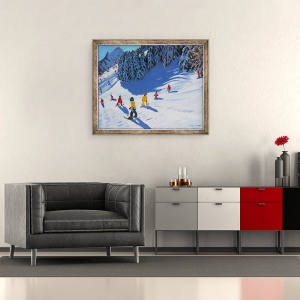 Tablou inramat - Andrew Macara - scoala de schi, Morzine, 2015, 50 x 60 cm - Img 2