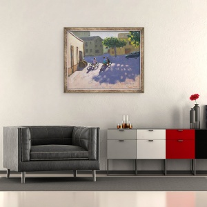 Tablou inramat - Andrew Macara - Trei copii cu biciclete, 70 x 85 cm - Img 2
