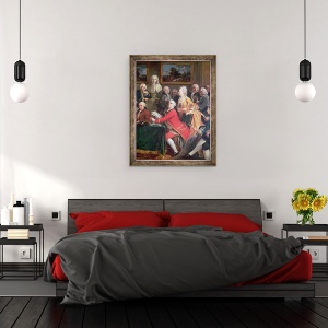 Tablou inramat - Anicet-Charles Lemonnier - O serata la casa doamnei Geoffrin detaliu al lui Lekain si domnisoarei Clairon, 60 x 80 cm - Img 3