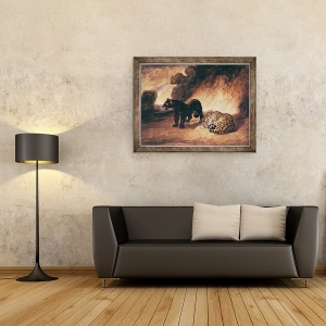 Tablou inramat - Antoine Louis Barye - Doi Jaguari din Peru, 70 x 90 cm - Img 2