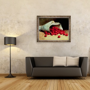 Tablou inramat - Antoine Vollon - O punga varsata de cirese, 70 x 90 cm - Img 2