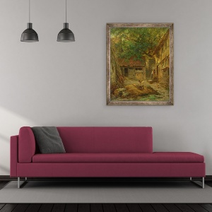 Tablou inramat - Anton Burger - Curtea unei ferme, 50 x 60 cm - Img 2