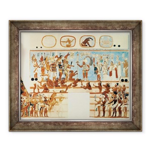 Tablou inramat - Antonio de Tejeda - Copie a unei picturi murale de la Bonampak care infatiseaza preotii si nobilii mayasi judecand prizonierii de razboi, 50 x 60 cm