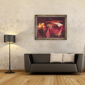 Tablou inramat - Antonio Pereda y Salgado - Natura moarta a fructelor si instrumentelor muzicale, 70 x 90 cm - Img 2