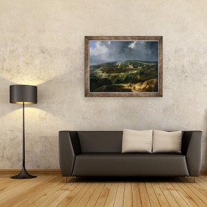 Tablou inramat - Auguste Forbin - Vedere asupra Ierusalimului din Valea lui Iosafat, 70 x 90 cm - Img 2
