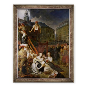 Tablou inramat - Auguste Hyacinthe Debay - Episodul din Place du Bouffay, Nantes, 1793, 70 x 90 cm
