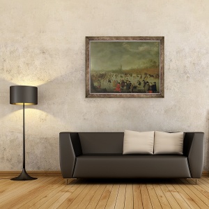 Tablou inramat - Barent Avercamp - Scene de patinaj la Kampen, 70 x 90 cm - Img 2