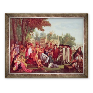 Tablou inramat - Benjamin West - Tratatul lui William Penn cu indienii in 1683, 70 x 90 cm