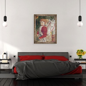 Tablou inramat - Benozzo di Lese di Sandro Gozzoli - Doi insotitori Liveried si capul lui Lorenzo Calul Magic, detaliu din ciclul Calatoria Magilor in capela, 60 x 80 cm - Img 3
