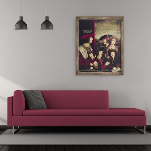 Tablou inramat - Bernhard Strigel - imparatul Maximilian I 1493-1519 cu sotia sa Maria de Burgundia, 50 x 60 cm - Img 2