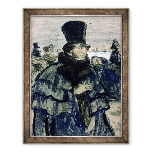 Tablou inramat - Boris Mikhailovich Kustodiev - Portretul lui Alexandru Puskin 1799-1837 pe malul Neva, 60 x 80 cm