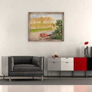 Tablou inramat - Camille Pissarro - Apus de soare la Moret-sur-Loing, 50 x 60 cm - Img 2