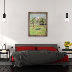 Tablou inramat - Camille Pissarro - Femeie in lunca la Eragny, Primavara, 70 x 90 cm - Img 3