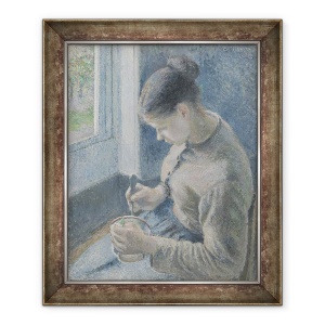 Tablou inramat - Camille Pissarro - Tineri Taranesc avand Ei Cafea, 50 x 60 cm