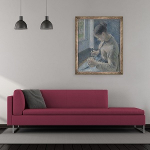 Tablou inramat - Camille Pissarro - Tineri Taranesc avand Ei Cafea, 50 x 60 cm - Img 2
