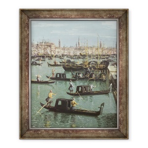 Tablou inramat - Canaletto - Gondolieri langa intrarea in Marele Canal si biserica Santa Maria della Salute, 70 x 85 cm