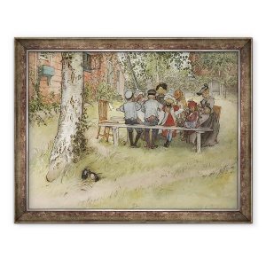 Tablou inramat - Carl Larsson - Mic dejun sub Big Birch, din seria A Home, 70 x 90 cm