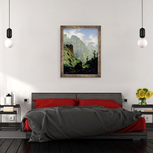 Tablou inramat - Carlos de Haes - Muntii din Europa, 60 x 80 cm - Img 3