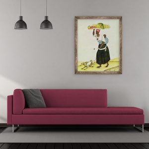 Tablou inramat - Carlos Juliao - O femeie care transporta o tava de fructe pe cap, 50 x 60 cm - Img 2