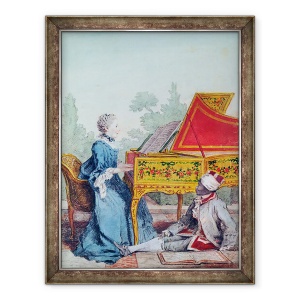 Tablou inramat - Carmontelle - Portretul domnisoarei Desgots de Saint-Domingue cu sclavul ei Laurent, 70 x 90 cm