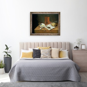 Tablou inramat - Casparus Smits - Natura moarta cu articole de fumat, 60 x 80 cm - Img 3