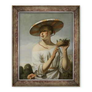 Tablou inramat - Cesar Boetius van Everdingen - Fata intr-o palarie mare, 50 x 60 cm