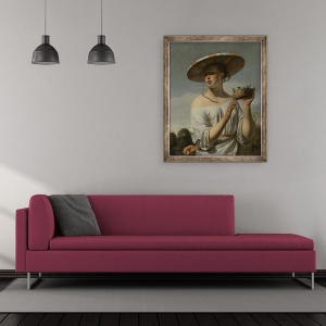 Tablou inramat - Cesar Boetius van Everdingen - Fata intr-o palarie mare, 50 x 60 cm - Img 2